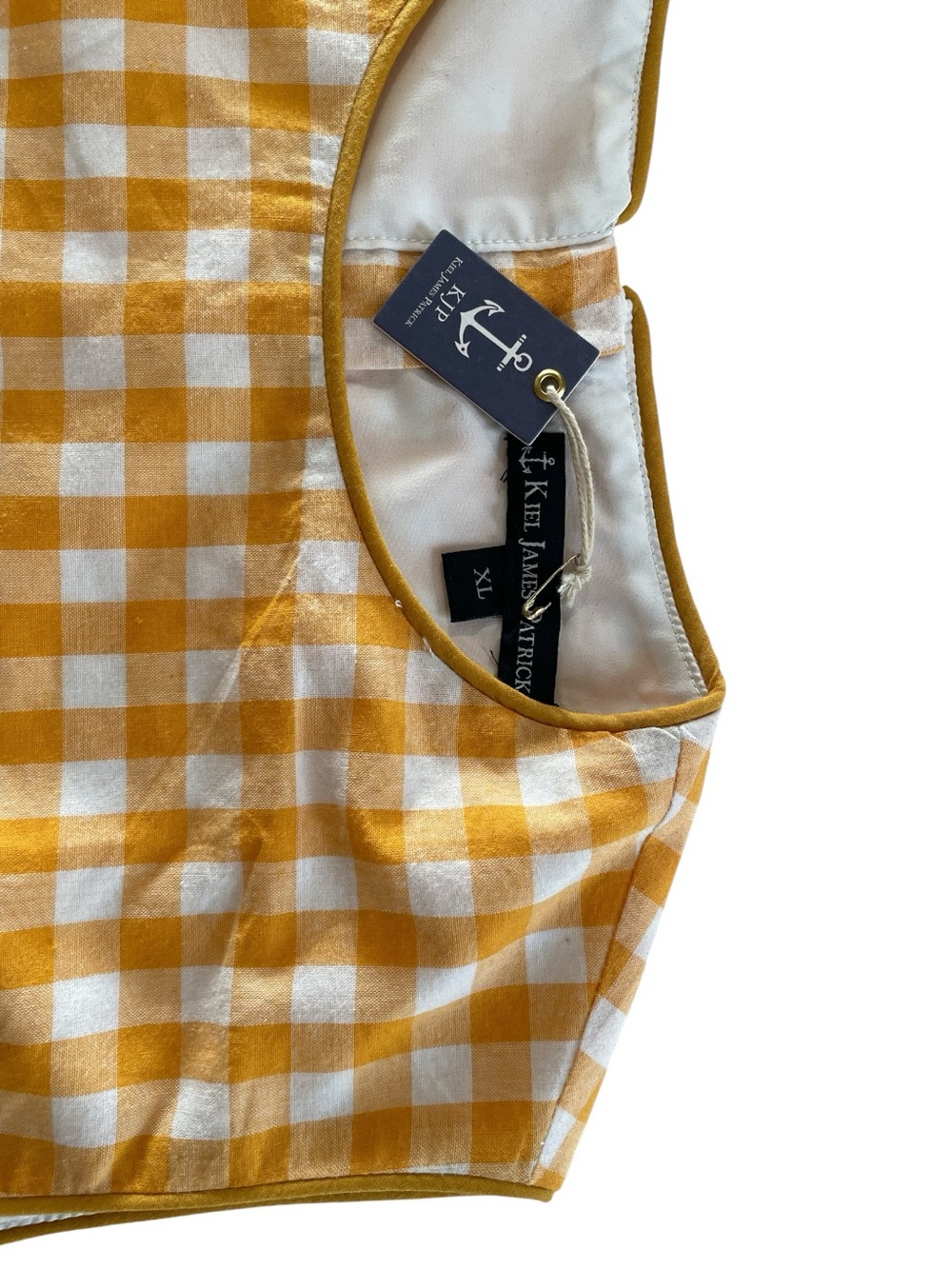 KIEL JAMES PATRICK Gingham Sleeveless Cropped Top Orange/white XL, NWT - Picture 3 of 14
